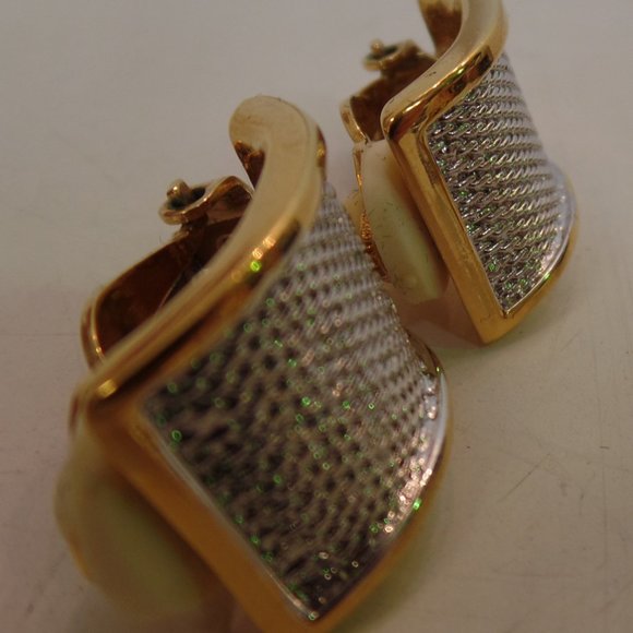 Vintage, Gold & Silvertone  Clip On Earrings by Premier USA. - Picture 8 of 12